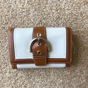 Coach white and brown leather wallet